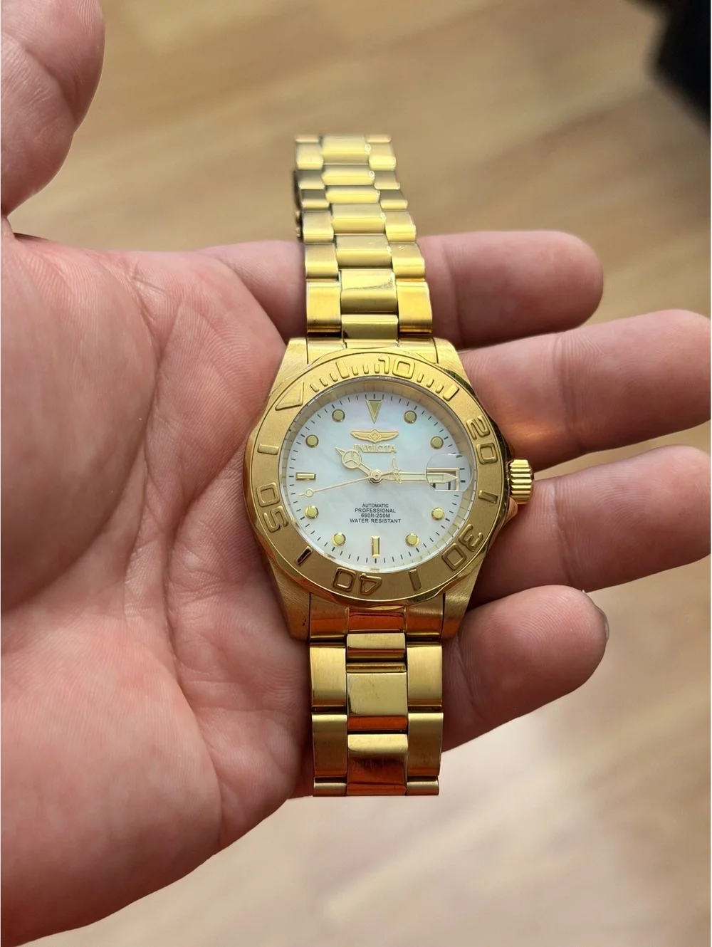 Invicta Pro Diver 28694 Automatic Gold Pearl Watch 40mm
